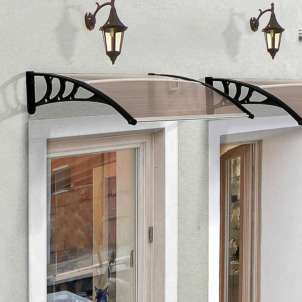 Outsunny Haustürvordach braun B/H/L: ca. 80x23x120 cm ca. 2 kg Haustürvordach MHB70-011V02BN - braun (120,00/80,00/23,00cm) - Outsunny