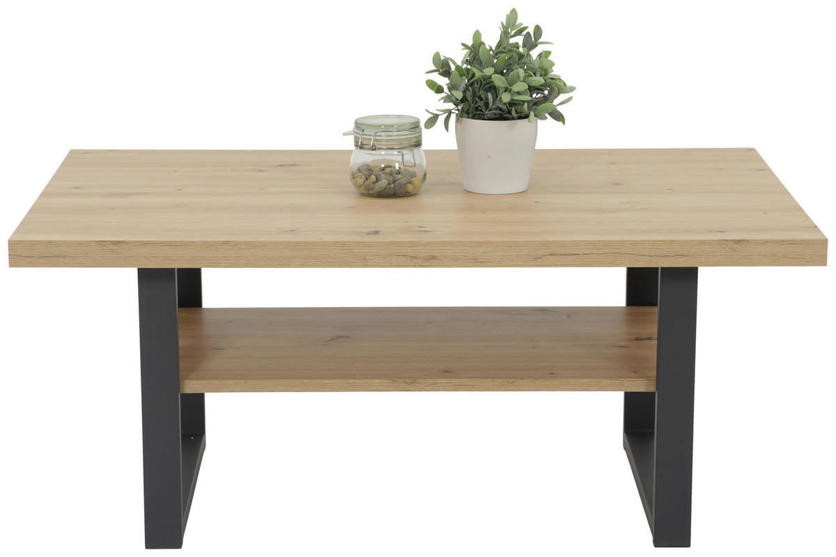 Couchtisch Anton Eiche Artisan Nachbildung B/H/T: ca. 105x45x69 cm Anton - Eiche/schwarz (105,00/45,00/69,00cm)