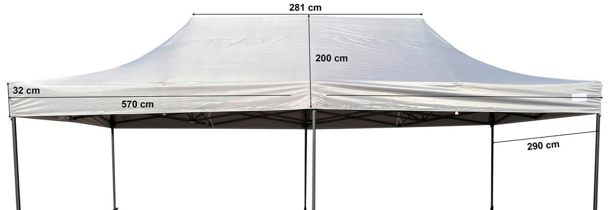 Grasekamp Ersatzdach Faltpavillon Modena Premium Line grau Polyester-Mischgewebe B/H/L: ca. 290x200x570 cm Modena Premium Line - grau (570,00/290,00/200,00cm) - Grasekamp