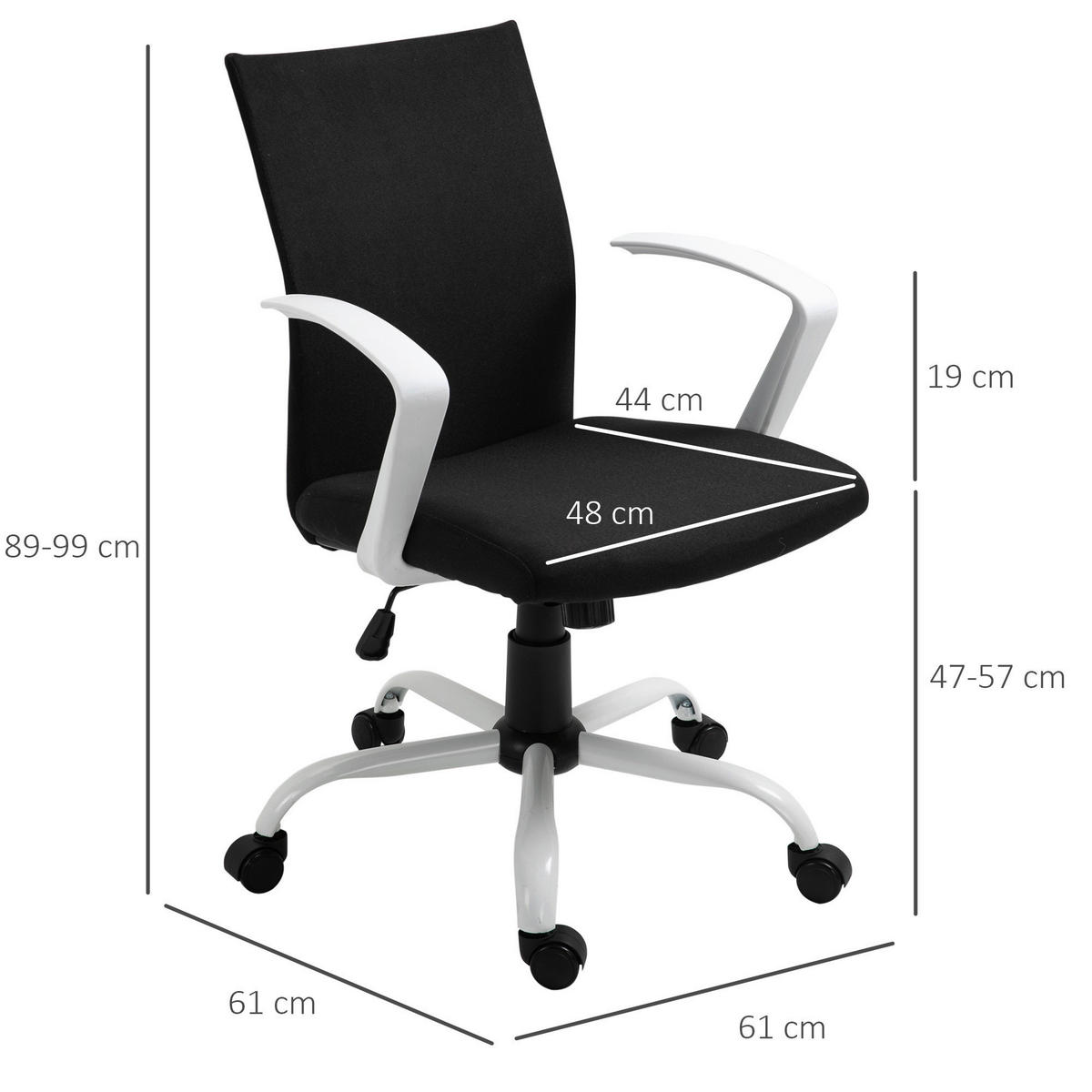 Drehstuhl 921-540BK schwarz 921-540BK - schwarz (61,00/89,00/61,00cm) - Vinsetto