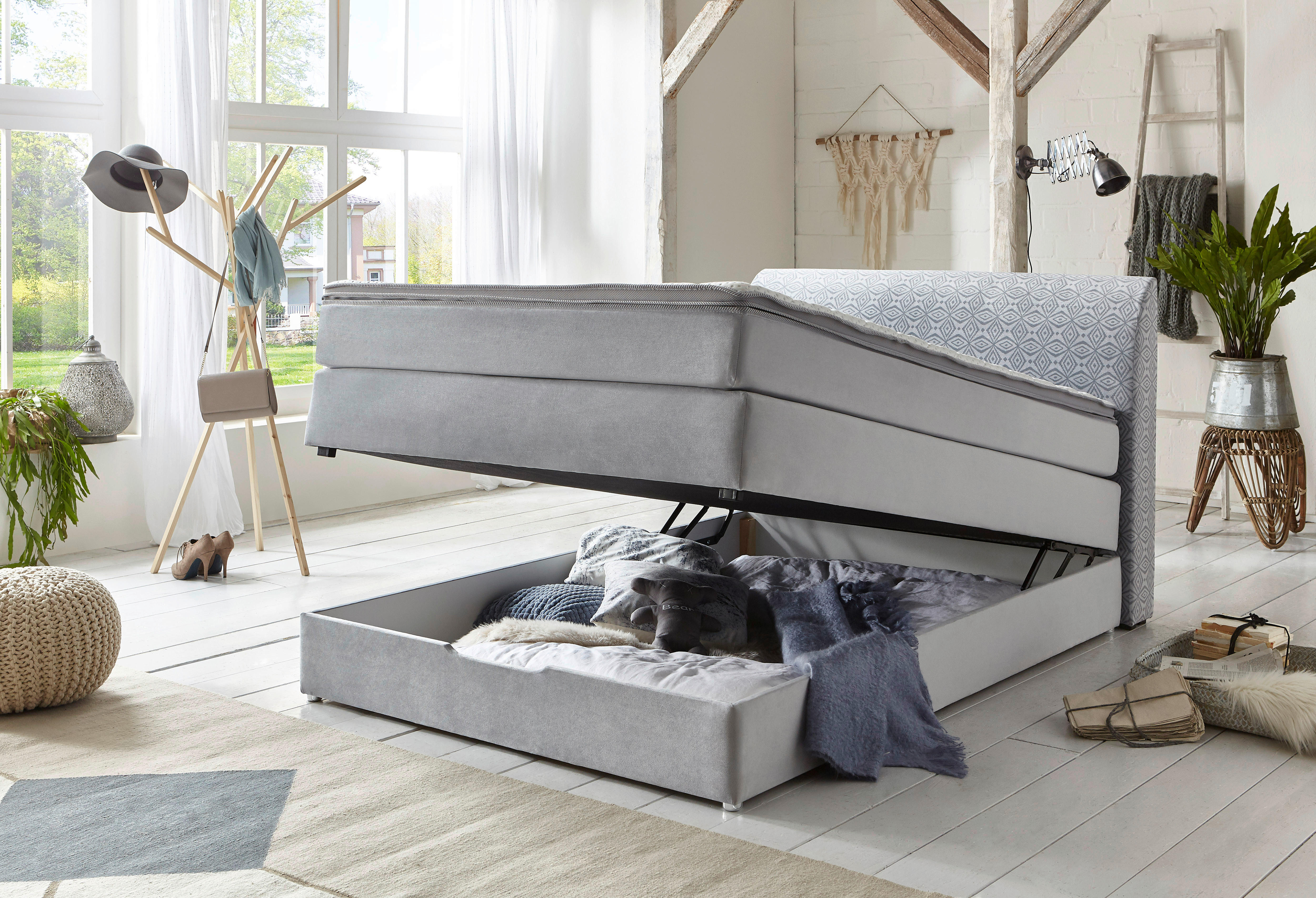 Boxspringbett Eye Silbergrau Liegefläche B/L: ca. 140x200 cm Eye - Silbergrau (148,00/108,00/218,00cm)