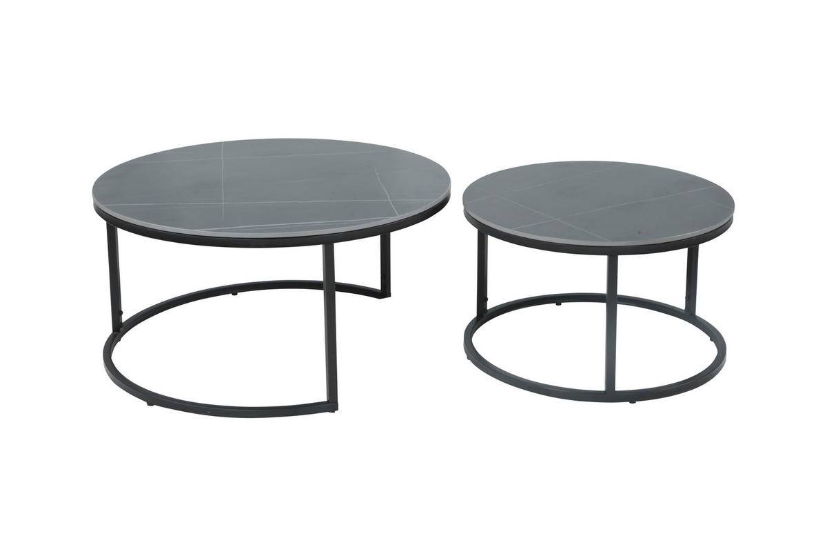 Couchtisch Luis II grau Marmoroptik schwarz H/D: ca. 41x80 cm Luis II - Marmoroptik/schwarz (80,00/41,00cm) - Hela