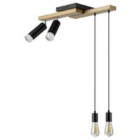 Lamkur Pendelleuchte schwarz Holz B/H/L: ca. 20x86x64 cm E27 4 Brennstellen CORTINA - schwarz (64,00/20,00/86,00cm) - Lamkur