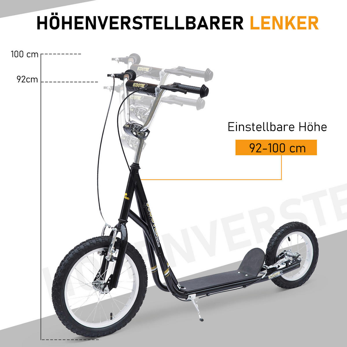 HOMCOM Kinderroller schwarz Kinderroller - schwarz (125,00/58,00/100,00cm) - HOMCOM