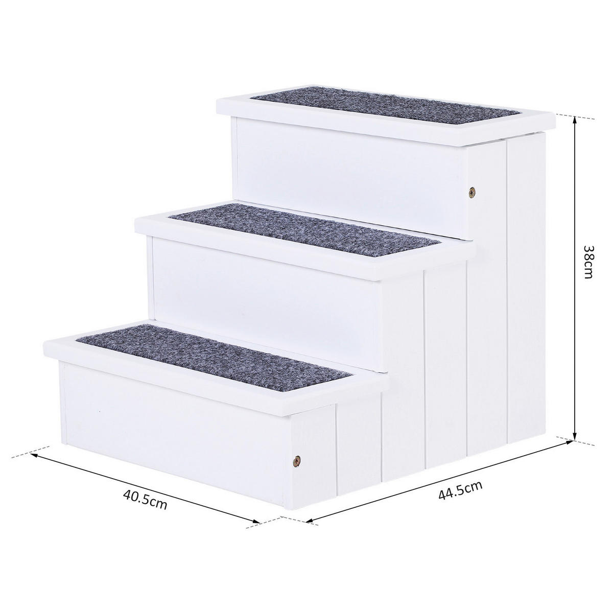 PawHut Haustiertreppe weiß Kiefer B/H/L: ca. 45x38x41 cm Haustiertreppe - weiß (41,00/45,00/38,00cm) - PawHut