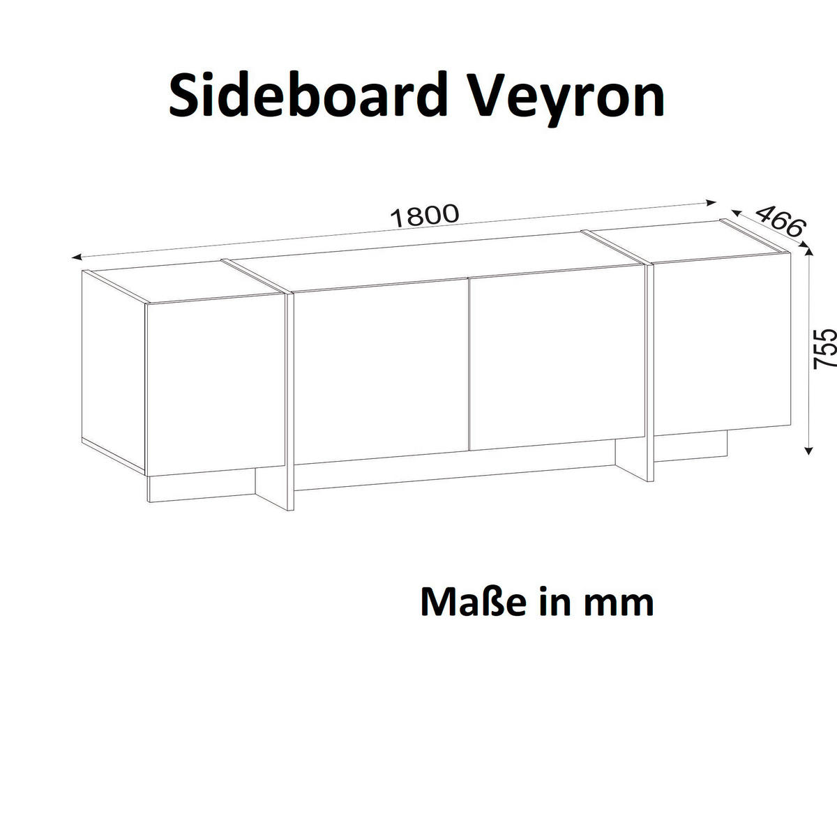 Sideboard Rebab Rebab braun dunkelgrau Marmoroptik B/H/T: ca. 180x75,5x46,6 cm Rebab - Marmoroptik/dunkelgrau (180,00/75,50/46,60cm) - moebel17