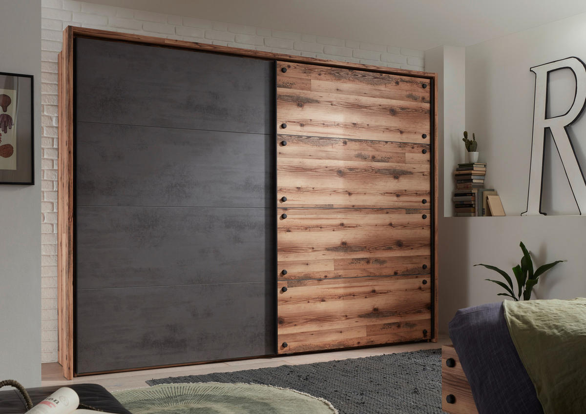 Schwebetürenschrank Dover Alpin Lodge Nachbildung Betonoxid Optik B/H/T: ca. 270x210x60 cm Dover - Alpin Lodge (270,00/210,00/60,00cm)