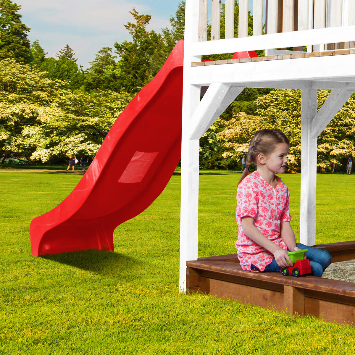 AXI Spielhaus Liam braun B/H/L: ca. 541x291x277 cm Liam - braun/weiß (277,00/541,00/291,00cm) - AXI