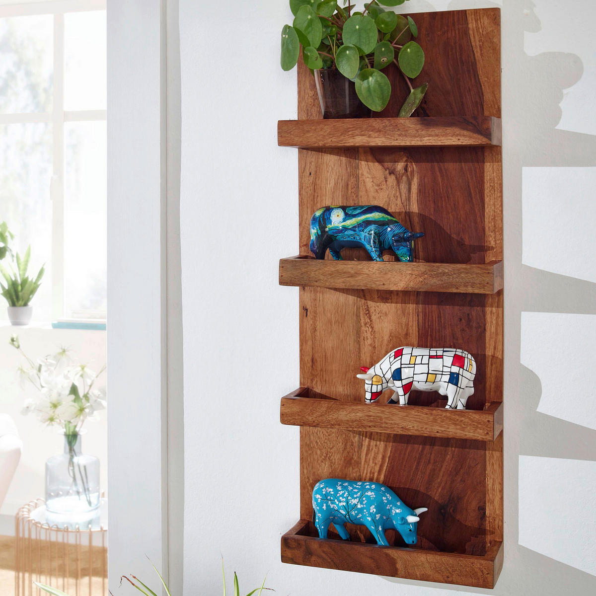 Wandregal rosenholz Holz B/H/T: ca. 30x80x10 cm Wandregal - rosenholz (30,00/80,00/10,00cm) - Wohnling
