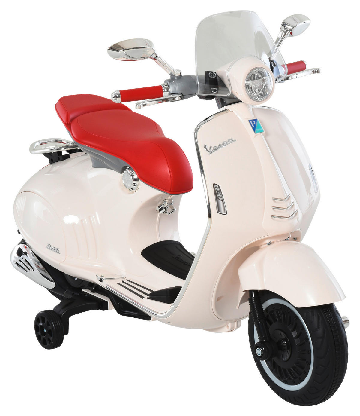 HOMCOM Kinder-Elektro-Motorrad Vespa creme B/H/L: ca. 49x75x108 cm Vespa - creme (108,00/49,00/75,00cm) - HOMCOM