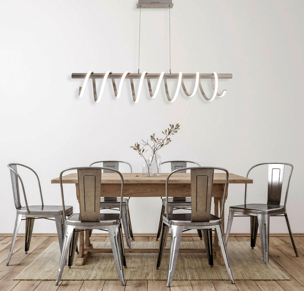 Näve Leuchten Pendelleuchte 7087750 nickel matt Metall B/H/T: ca. 20x150x100 cm null 1 Brennstellen Belleza - nickel matt (20,00/150,00/100,00cm) - Näve Leuchten