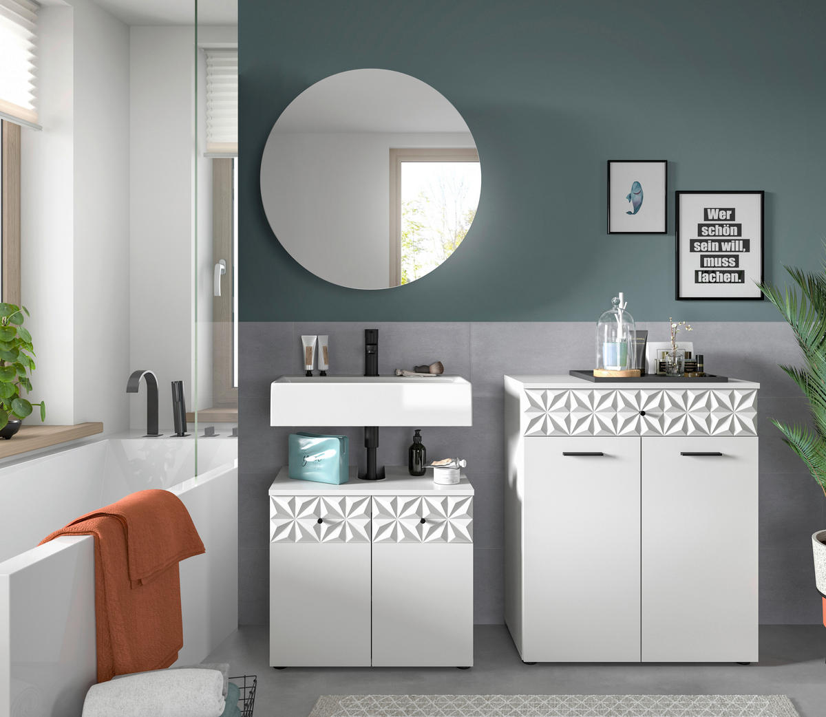 Badezimmer-Set Prisma weiß B/H/T: ca. 141x187x37 cm Prisma - weiß (141,00/187,00/37,00cm) - xonox.home