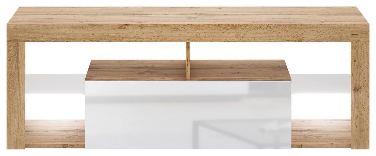 TV-Lowboard TV LOWBOARD Everest 140 LED Eiche Wotan Nachbildung weiß glänzend B/H/T: ca. 140x50x35 cm TV LOWBOARD Everest 140 LED - Eiche/weiß (140,00/50,00/35,00cm) - WIPMEB