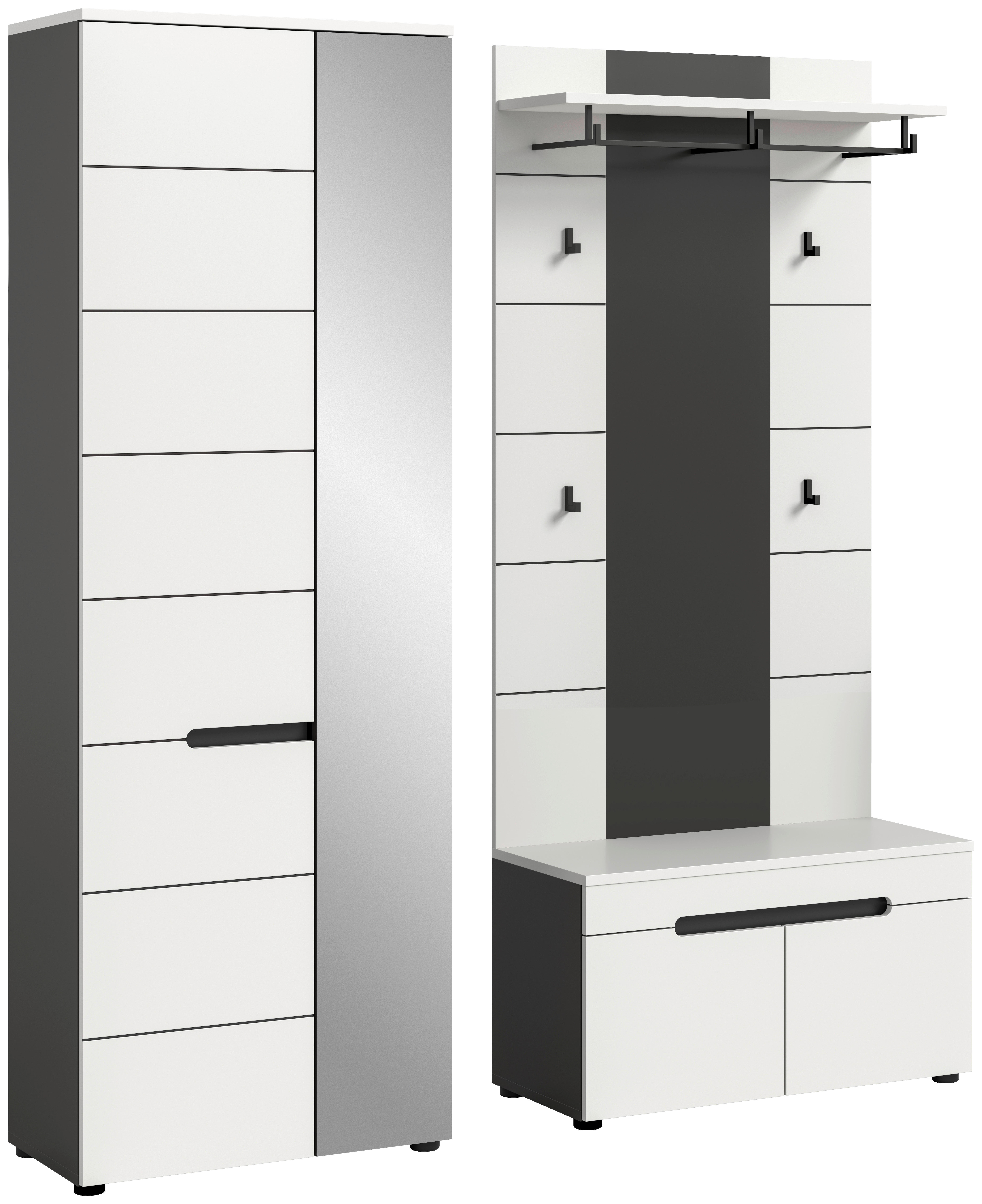 Garderobe Canu basaltgrau Nachbildung weiß B/H/T: ca. 160x190x37 cm Canu - weiß/basaltgrau (160,00/190,00/37,00cm) - xonox.home
