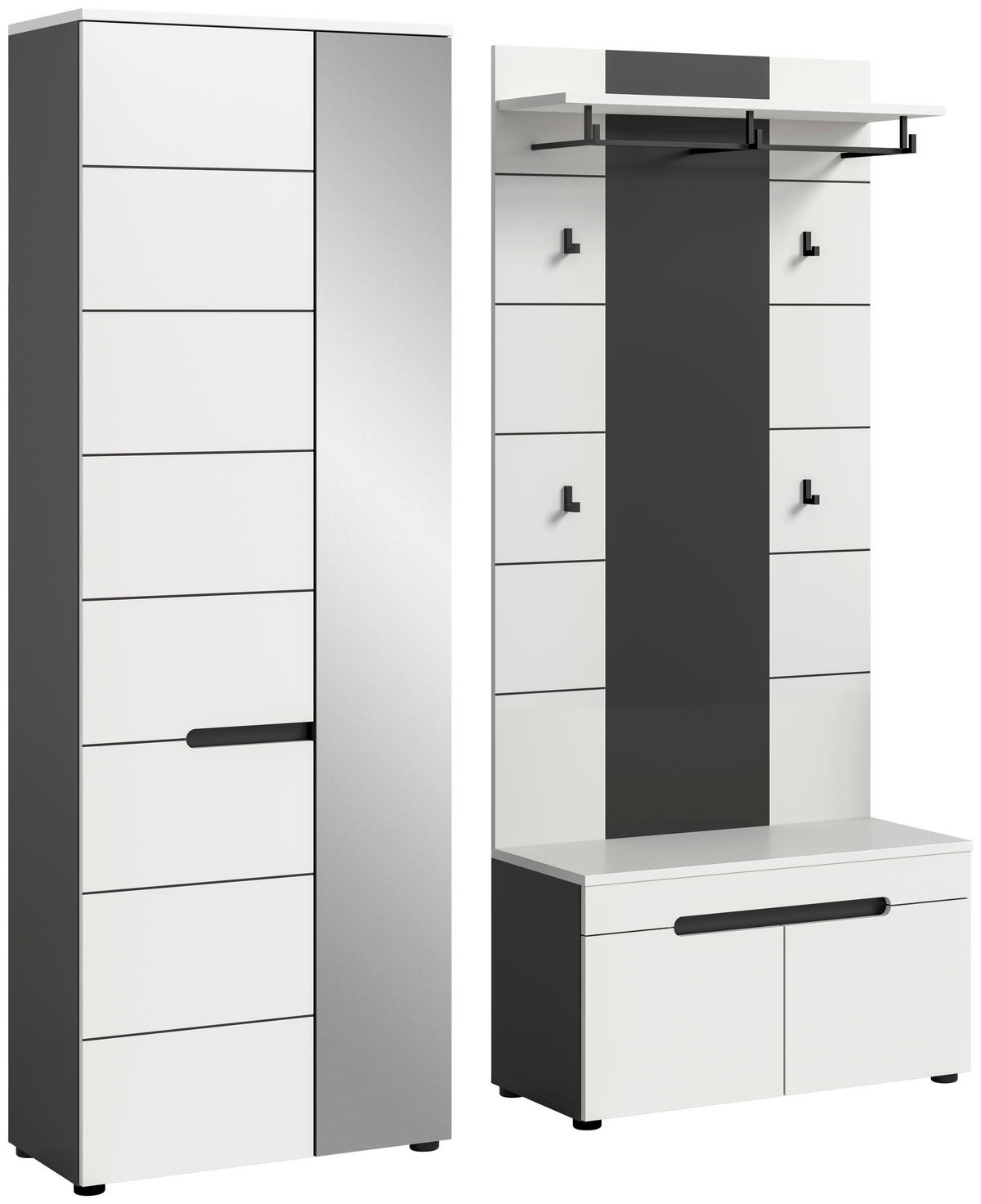 Garderobe Canu basaltgrau Nachbildung weiß B/H/T: ca. 160x190x37 cm Canu - weiß/basaltgrau (160,00/190,00/37,00cm) - xonox.home