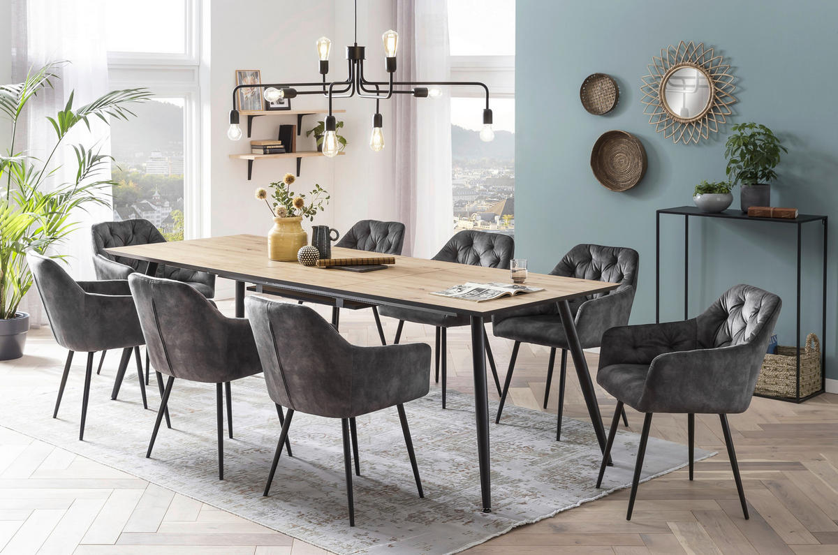 Stuhl Tina 2er Set anthrazit Vintage Samtoptik B/H/T: ca. 56x81x62 cm Tina 2er Set - schwarz/anthrazit (56,00/81,00/62,00cm) - Hela