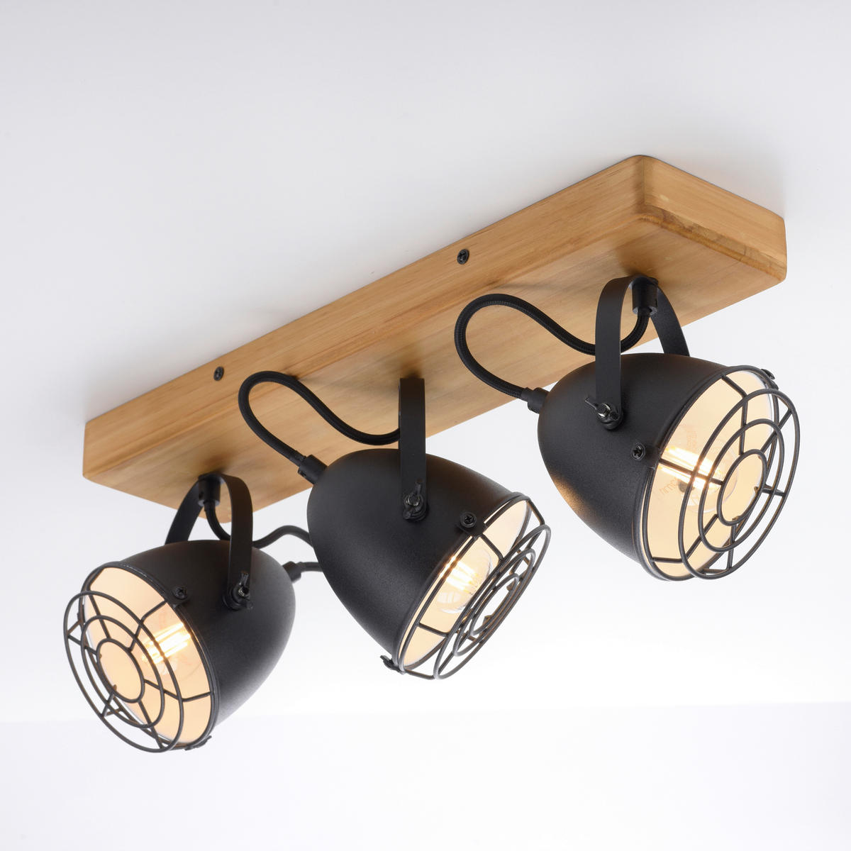 Just Light Spot-Balken BEETLE 15173-18 natur schwarz Holz Metall B/T: ca. 46x17 cm E14 3 Brennstellen BEETLE - natur/schwarz (46,00/17,00cm) - Just Light