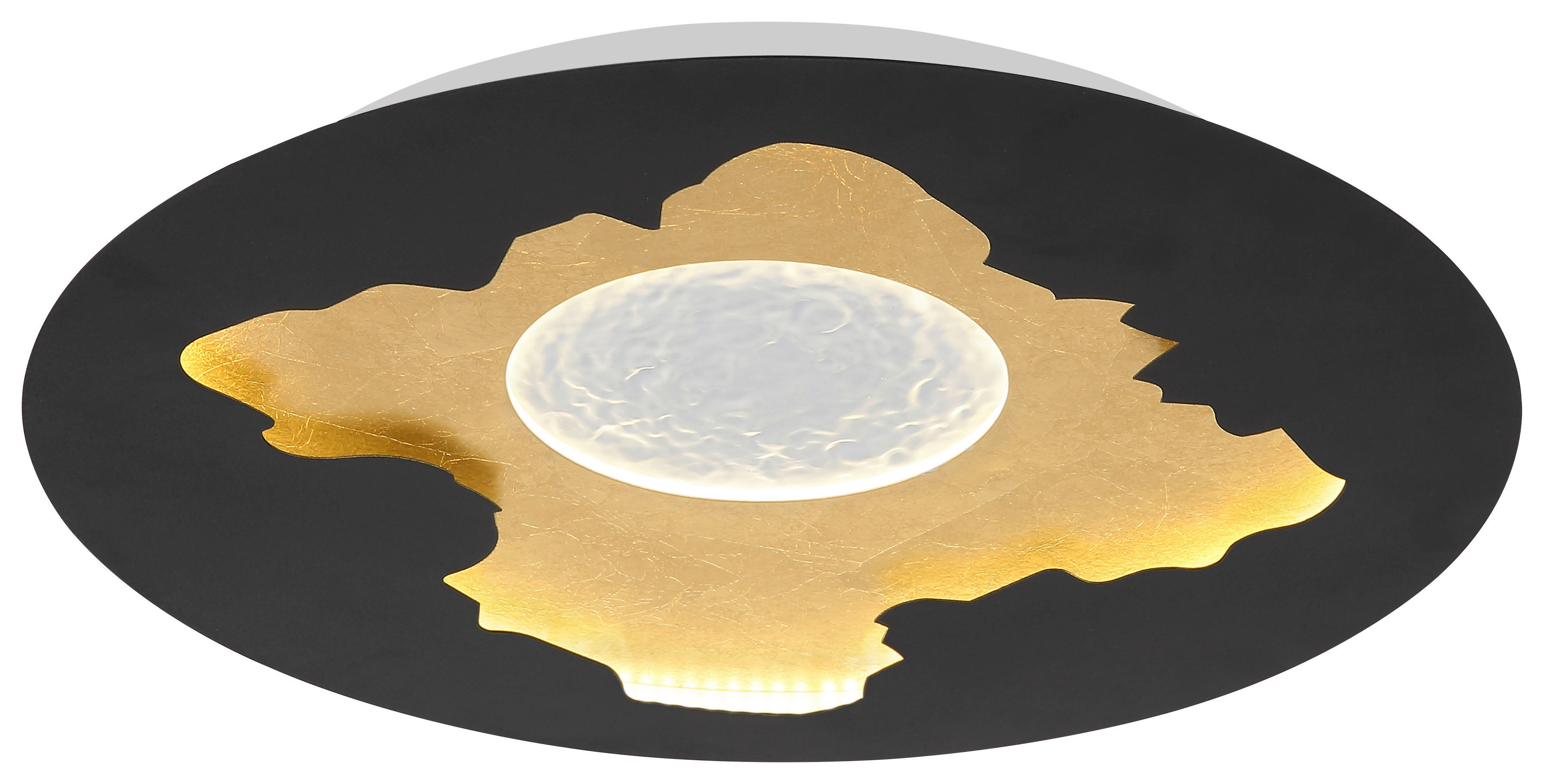 GLOBO LED-Deckenleuchte mattschwarz gold Opal Metall Acryl H/D: ca. 4,9x45 cm 1 Brennstellen OBSCURA - gold/Opal (45,00/4,90cm) - GLOBO
