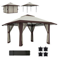 Outsunny Faltpavillon beige Polyester B/H/L: ca. 400x281x400 cm Faltpavillon - beige (400,00/400,00/281,00cm) - Outsunny