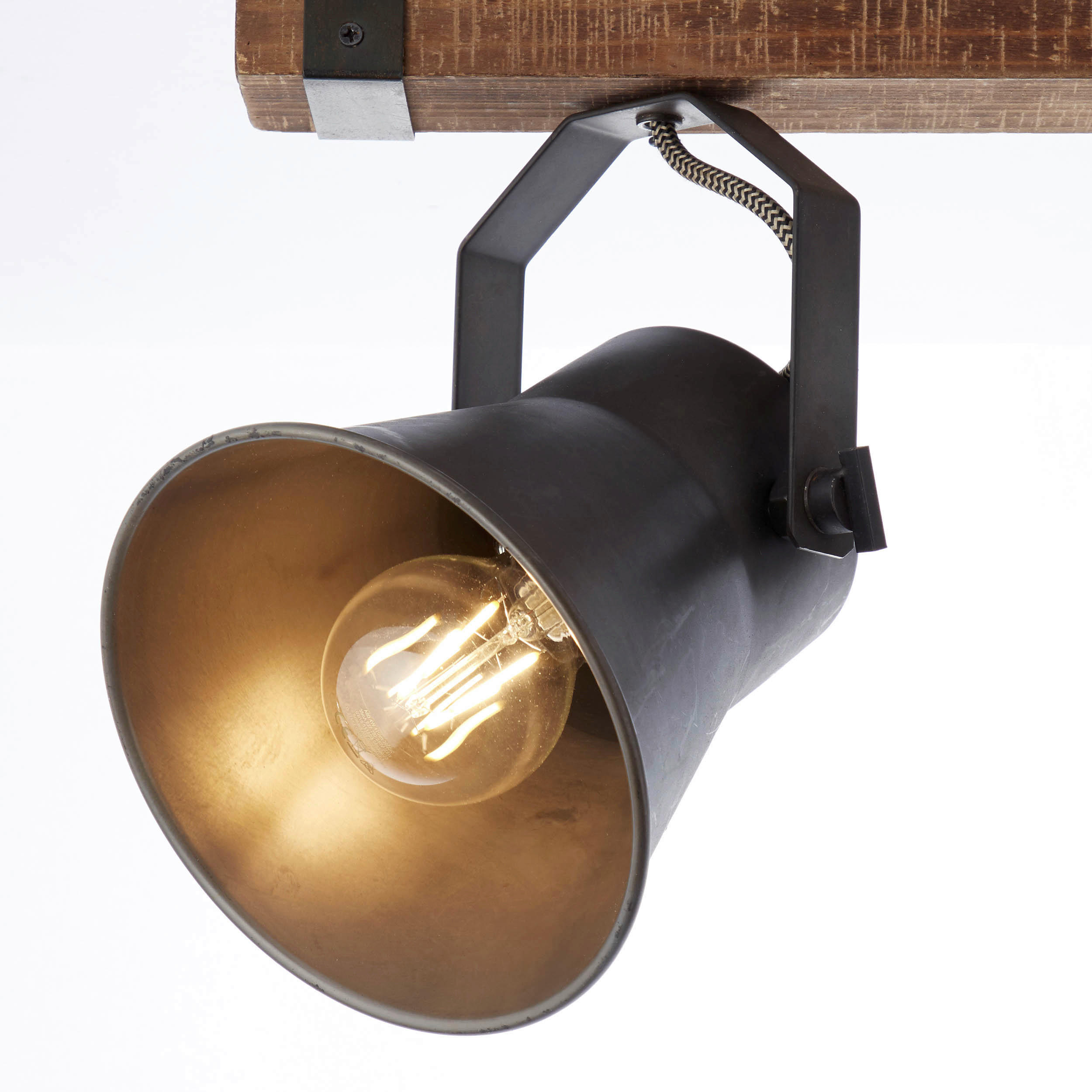 Brilliant Spotbalken 82129/46 schwarz braun Metall Holz B/H/T: ca. 40x24x17 cm E27 2 Brennstellen Plow - braun/schwarz (40,00/24,00/17,00cm) - Brilliant
