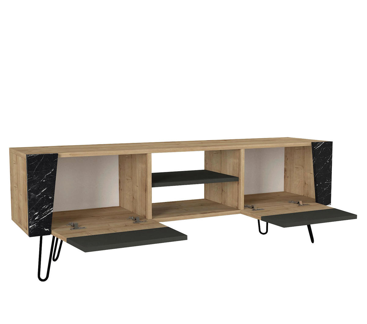 TV-Lowboard Fanten Safir Marmoroptik anthrazit B/H/T: ca. 150x52x36,8 cm Fanten - Marmoroptik/anthrazit (150,00/52,00/36,80cm) - moebel17