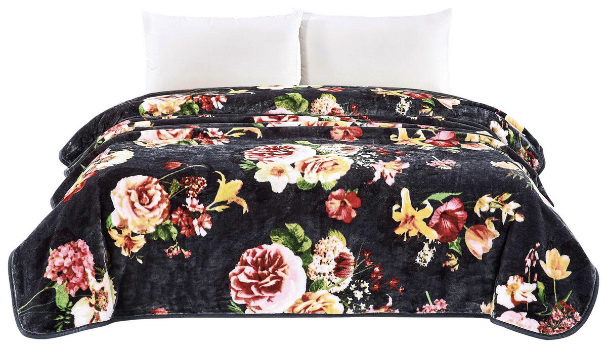 Wohndecke Multifunktionsdecke_Bosporus Blumen - grau (200,00/240,00cm)