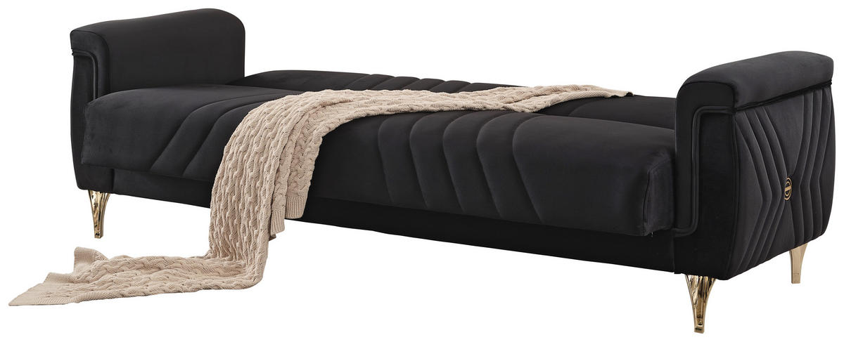 Schlafsofa Lozan schwarz B/H/T/L: ca. 230x49x86x84 cm Lozan - gold/schwarz (84,00/230,00/49,00cm)