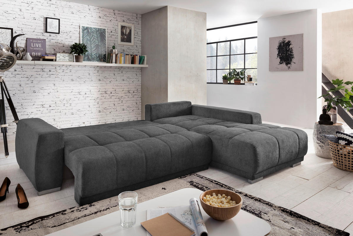 Ecksofa MM311 mud Velourstoff B/H/T: ca. 280x92x204 cm MM311 - mud/silber (280,00/92,00/204,00cm)