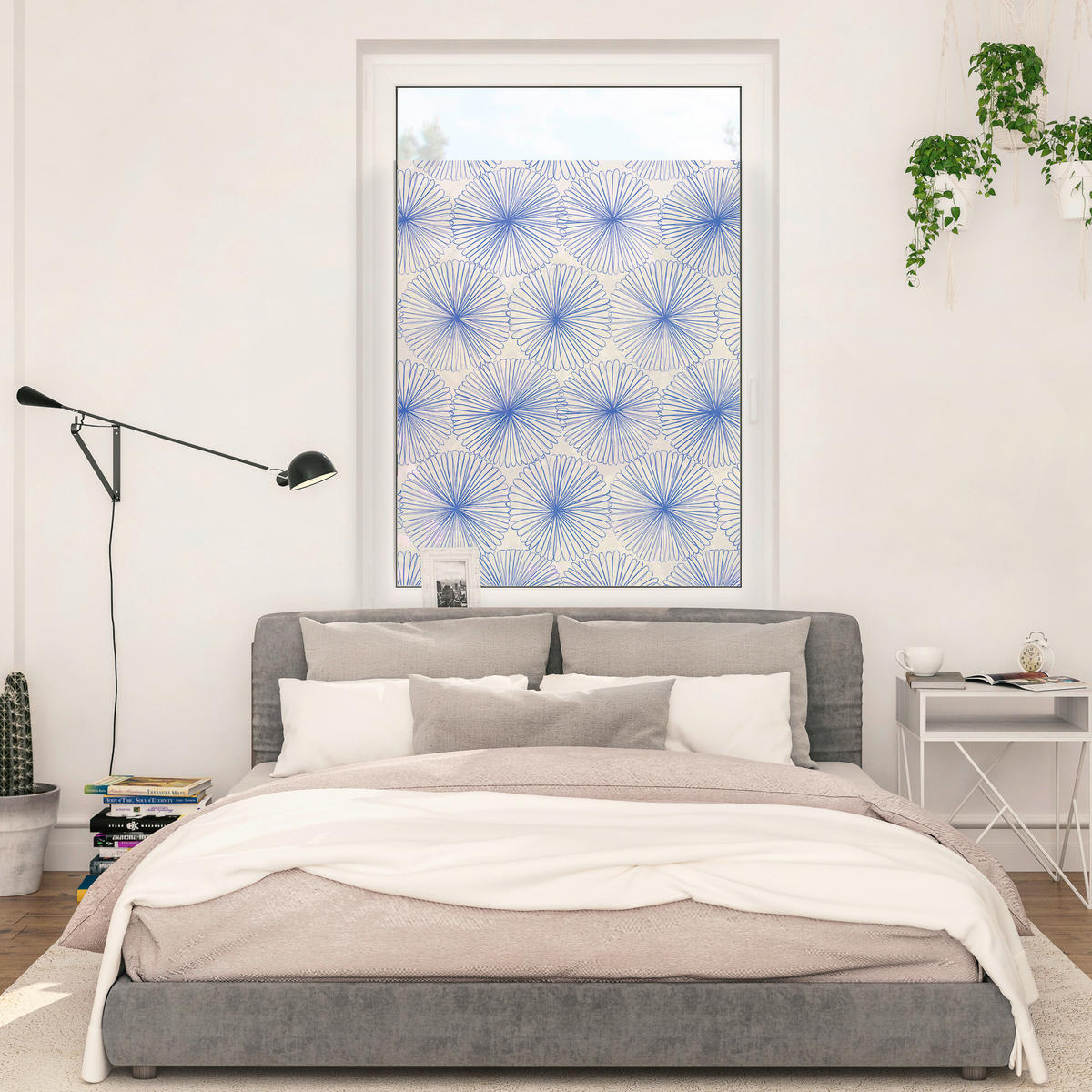 LICHTBLICK Fensterfolie Flower Wheel Floral Flower Wheel blau B/L: ca. 100x130 cm Flower Wheel - blau (100,00/130,00cm) - LICHTBLICK