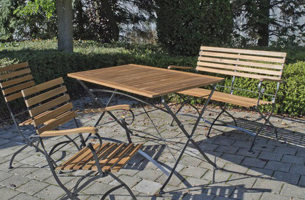 Acamp Gartensitzgruppe Lindau schwarz Holz B/H/T: ca. 125x80x75 cm Lindau - natur/schwarz (125,00/80,00/75,00cm) - Acamp