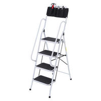 HOMCOM Leiter Edelstahl B/H/L: ca. 83x50x155 cm Trittleiter - weiß/schwarz (155,00/83,00/50,00cm) - HOMCOM