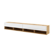 TV-Lowboard TV LOWBOARD DERBY 280 Eiche Wotan Nachbildung weiß glänzend B/H/T: ca. 280x32,5x31,5 cm TV LOWBOARD DERBY 280 - Eiche/weiß (280,00/32,50/31,50cm) - WIPMEB