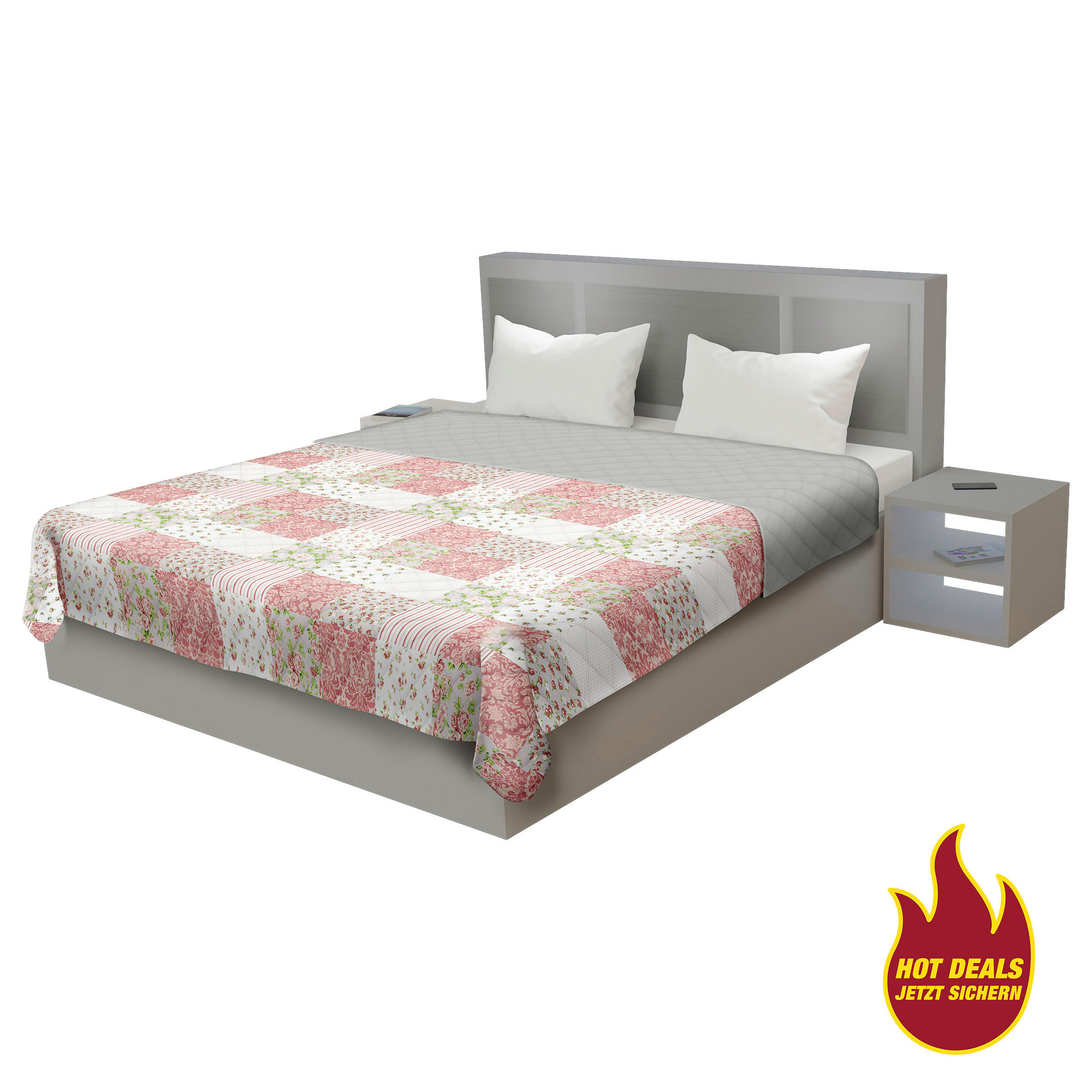 Tagesdecke Tagesdecke_Patchwork rose/grau - rosé/grau (220,00/240,00cm)