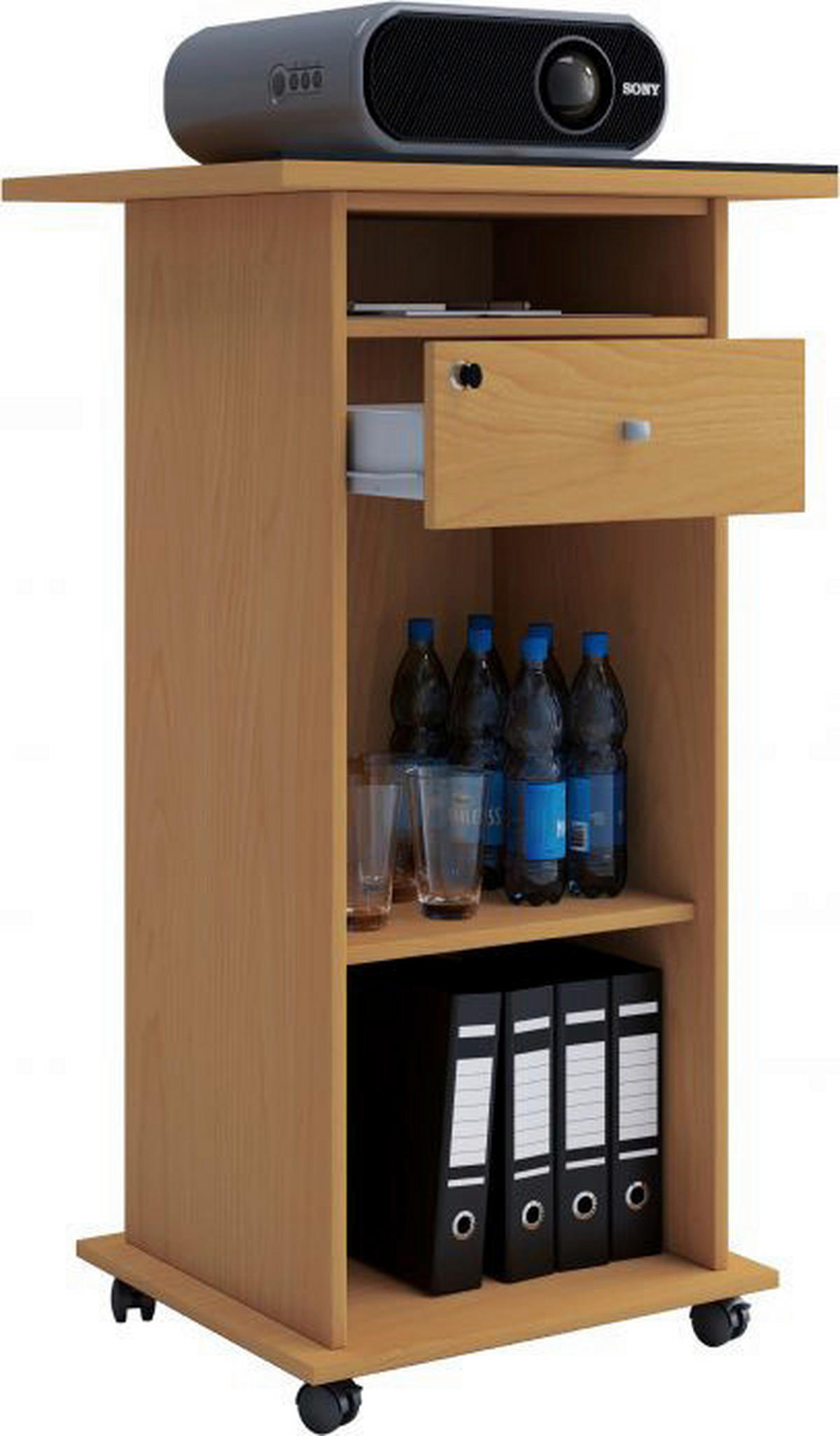VCM Beamer-Stand Rollwagen Schublade weiß Beamer-Stand Neta - weiß (60,00/108,00/50,00cm) - VCM