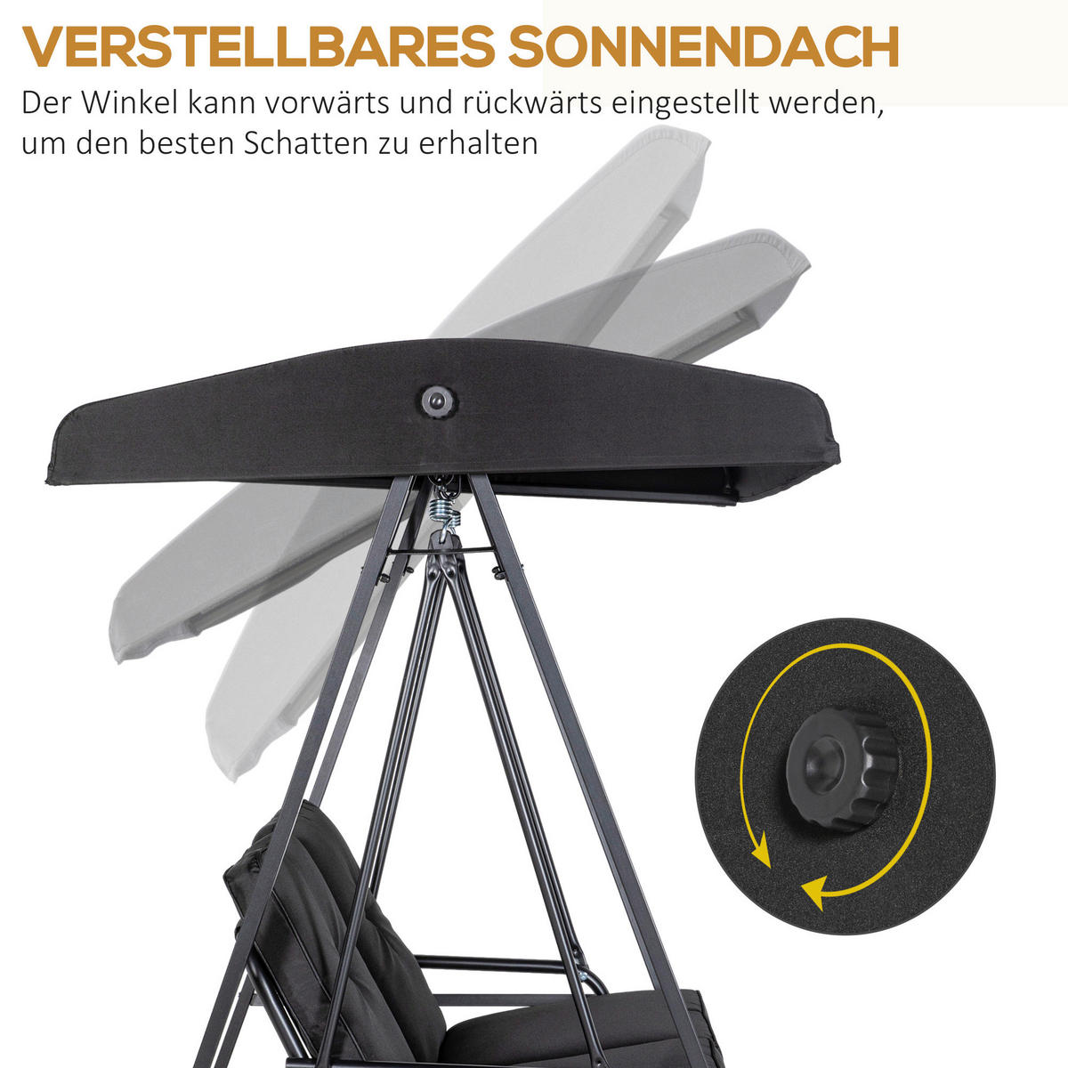 Outsunny Hollywoodschaukel schwarz Polyester B/H/L: ca. 116x172x145 cm Hollywoodschaukel - schwarz (145,00/116,00/172,00cm) - Outsunny