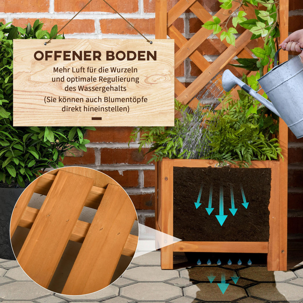 Outsunny Eckbeet B/H/L: ca. 32x108x32 cm Eckbeet - braun (32,00/32,00/108,00cm) - Outsunny