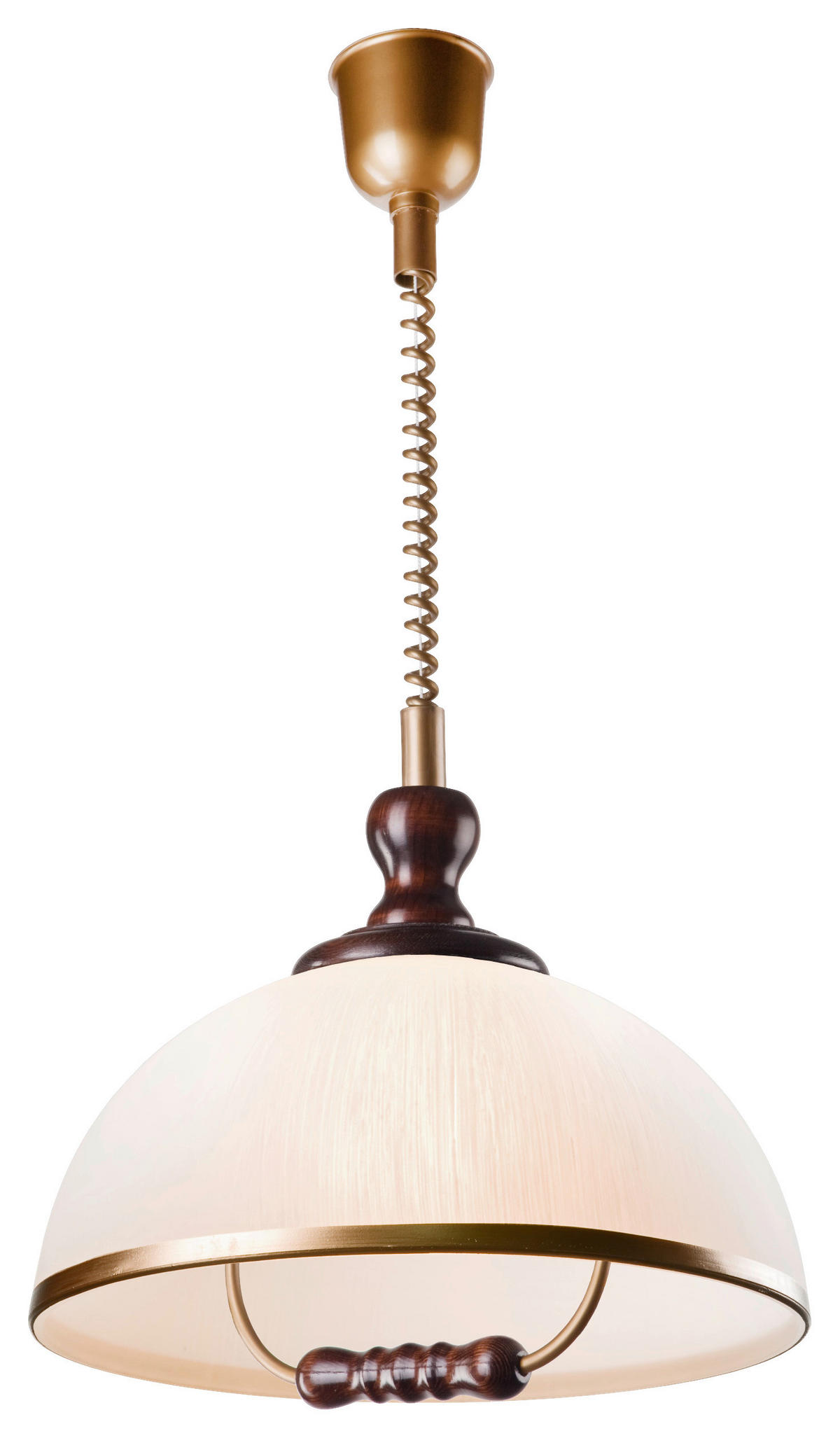 Lamkur Pendelleuchte RAMONA 47492 natur Kunststoff Glas Holz H/L: ca. 64x30 cm E27 1 Brennstellen Ramona - natur (30,00cm) - Lamkur