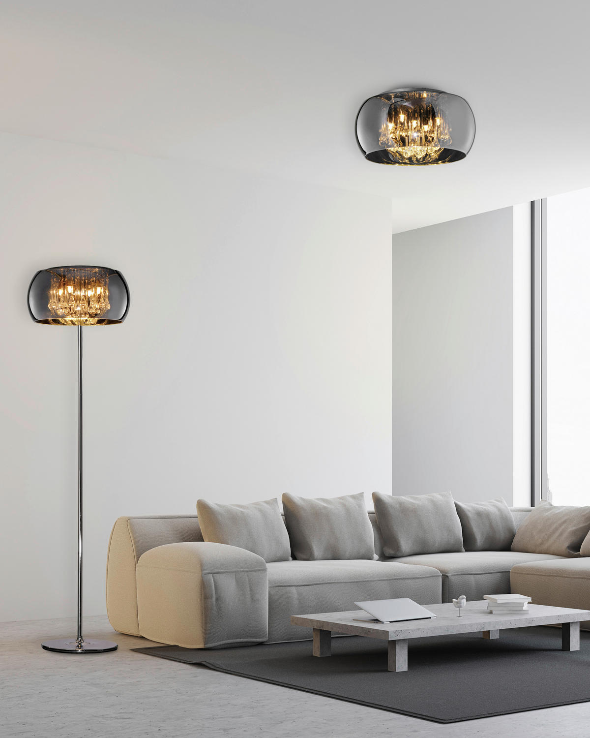 TRIO Deckenleuchte 611210506 Chrom Glas H/D: ca. 22x40 cm G9 5 Brennstellen Deckenleuchte_Vapore - Chrom (40,00/22,00cm) - TRIO