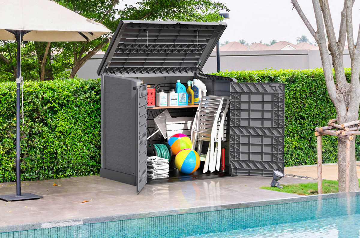 VCM Mülltonnenbox 2er StoreAway grau Kunststoff B/H/L: ca. 145x125x83 cm StoreAway - grau (83,00/145,00/125,00cm) - VCM