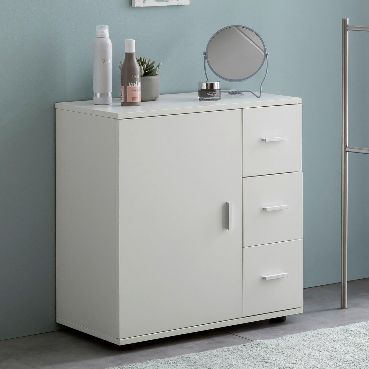 Badkommode weiß B/H/T: ca. 33x66x60 cm Badschrank - weiß (33,00/66,00/60,00cm) - Wohnling