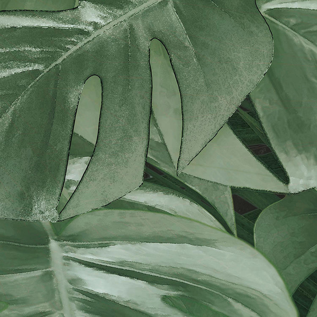 Komar Fototapete Novel Monstera D: ca. 125 cm Novel Monstera - (125,00cm) - Komar