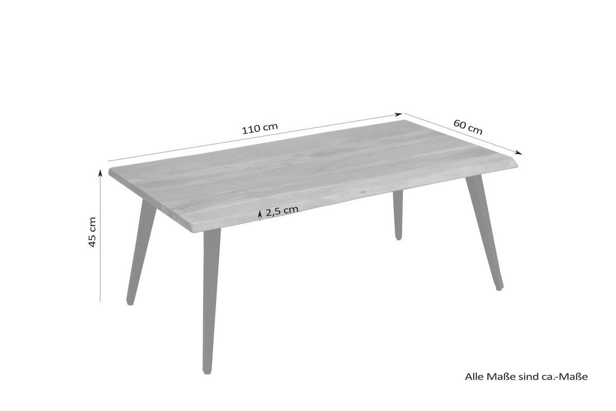 Couchtisch CADDY natur schwarz pulverbeschichtet B/H/T: ca. 110x45x60 cm CADDY - natur/schwarz (110,00/45,00/60,00cm) - byLIVING