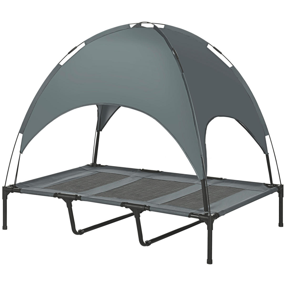PawHut Hunde-Zubehör grau Edelstahl B/H/L: ca. 92x122x108 cm Hundebett - schwarz/grau (108,00/92,00/122,00cm) - PawHut