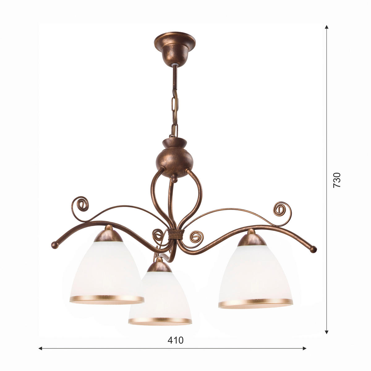 Lamkur Pendelleuchte RETRO II 2903 braun Glas Stahl H/L: ca. 73x41 cm E27 3 Brennstellen Retro II - braun (41,00cm) - Lamkur