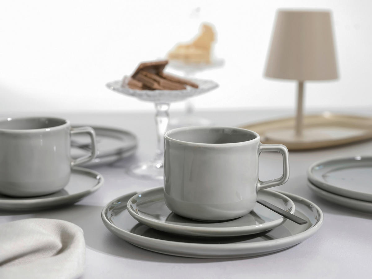 CreaTable Kaffeeservice Chef Collection grau Porzellan 18 tlg. Chef Collection - grau - CreaTable