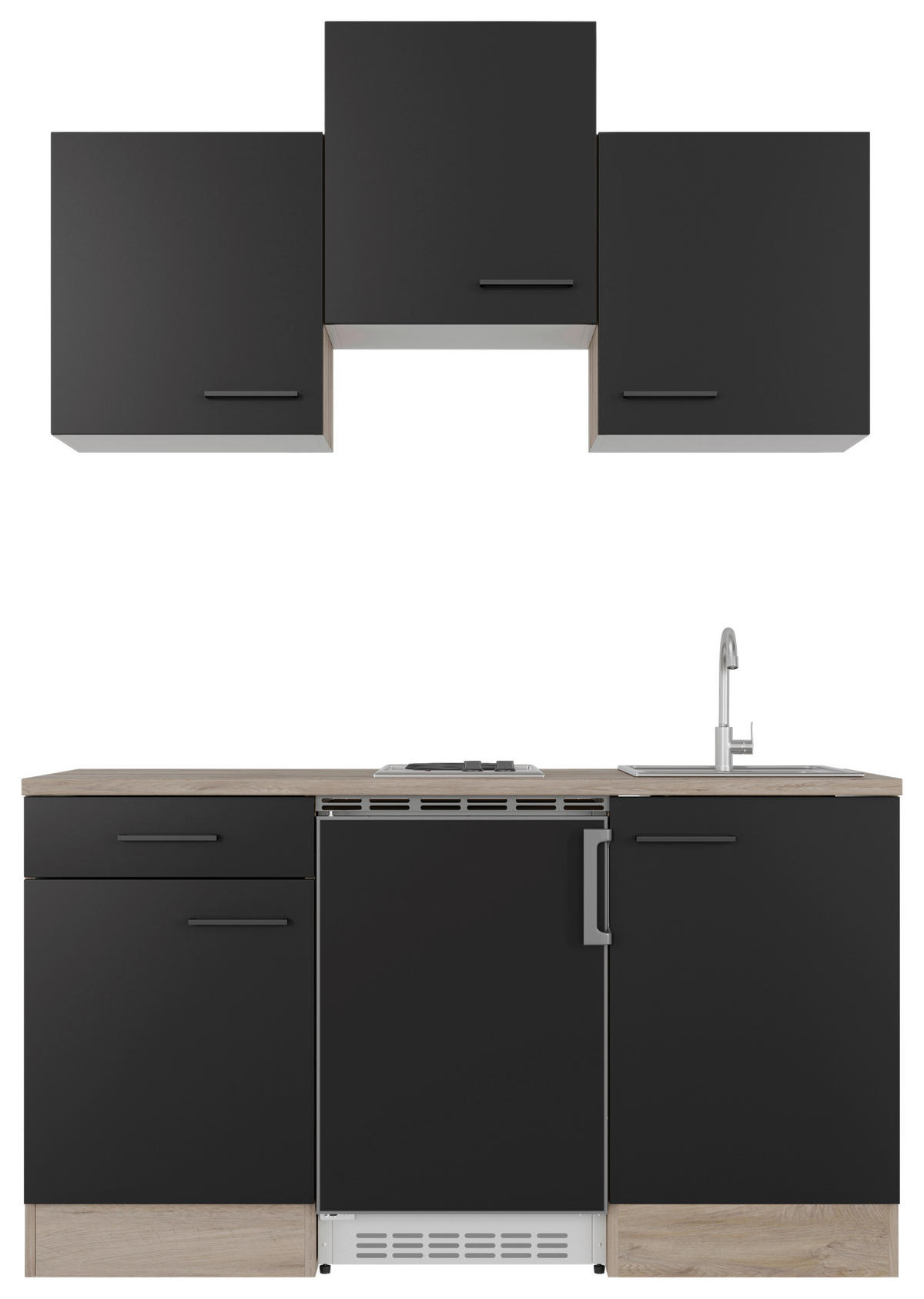 Küchenblock Capri schwarz B/H/T: ca. 151x226x60 cm Capri - schwarz/Oak (151,00/226,00/60,00cm) - Flex-Well