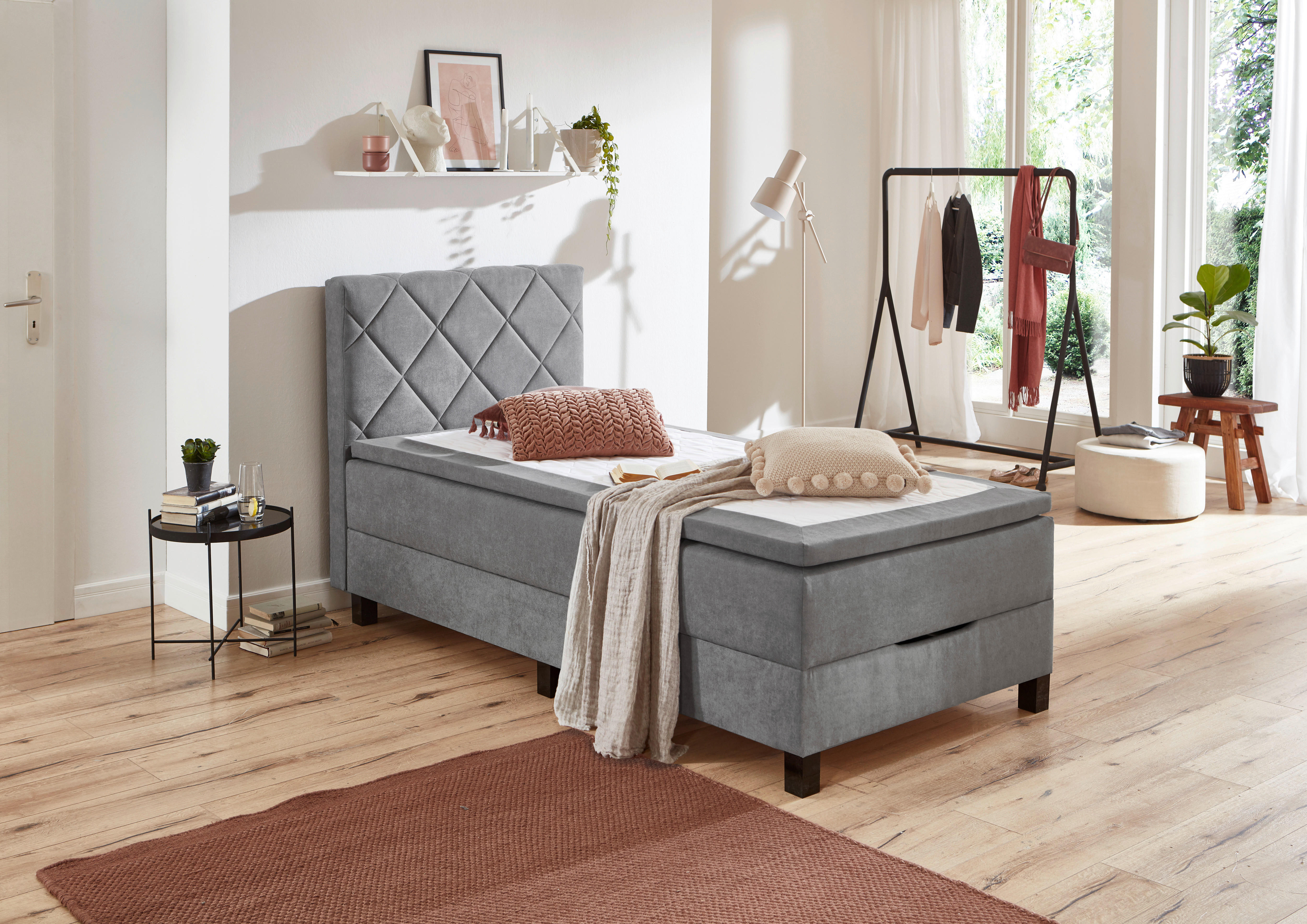 Boxspringbett Jeff silber Jeff - silber (100,00/57,00/211,00cm)