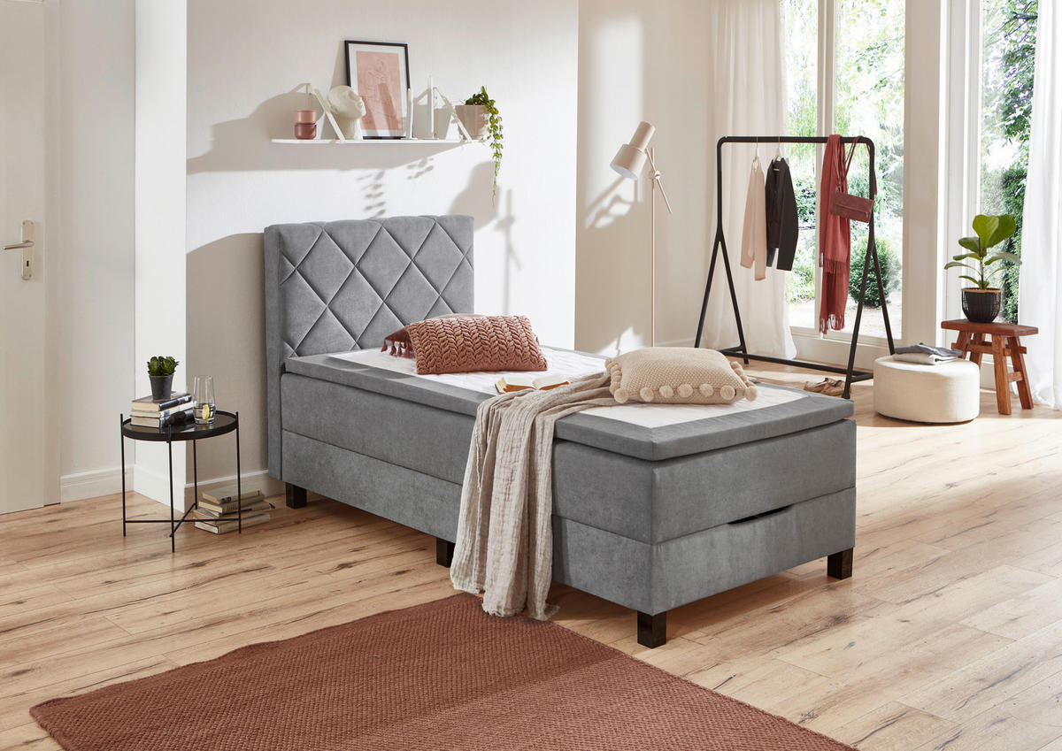Boxspringbett Jeff silber Jeff - silber (100,00/57,00/211,00cm)