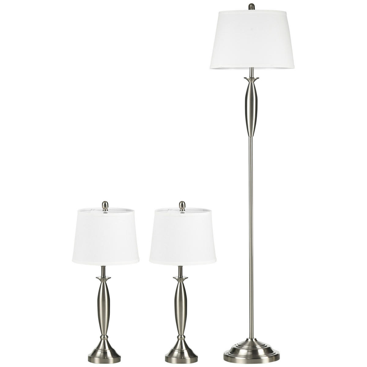 HOMCOM Stehleuchte silber weiß Stahl Leinen B/H/T: ca. 38x162x38 cm Stehleuchten-Set B31-334V90 - weiß/silber (38,00/162,00/38,00cm) - HOMCOM