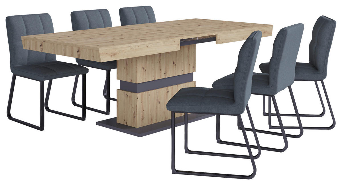 Stuhl TALEA  2er-Set dunkelgrau schwarz Webstoff Metall B/H/T: ca. 46x86x55 cm TALEA  2er-Set - schwarz/dunkelgrau (46,00/86,00/55,00cm) - byLIVING